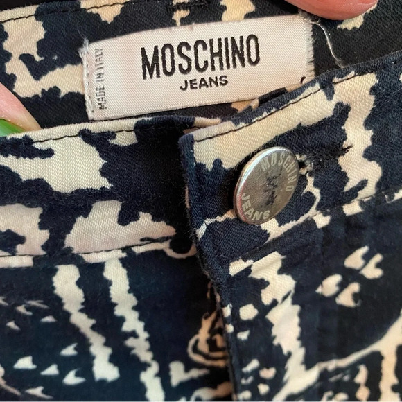 Vintage 90s Moschino Jeans Donna Flare Pants Womens Size 10 Patchwork Print - Picture 9 of 15